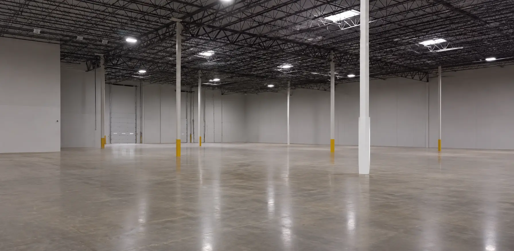 Empty commercial warehouse shell ready for interior buildout